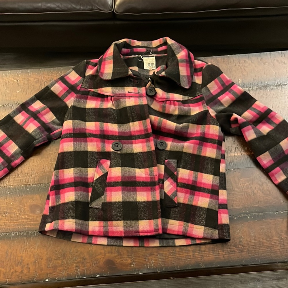 Rip curl pink plaid womens jacket size XL